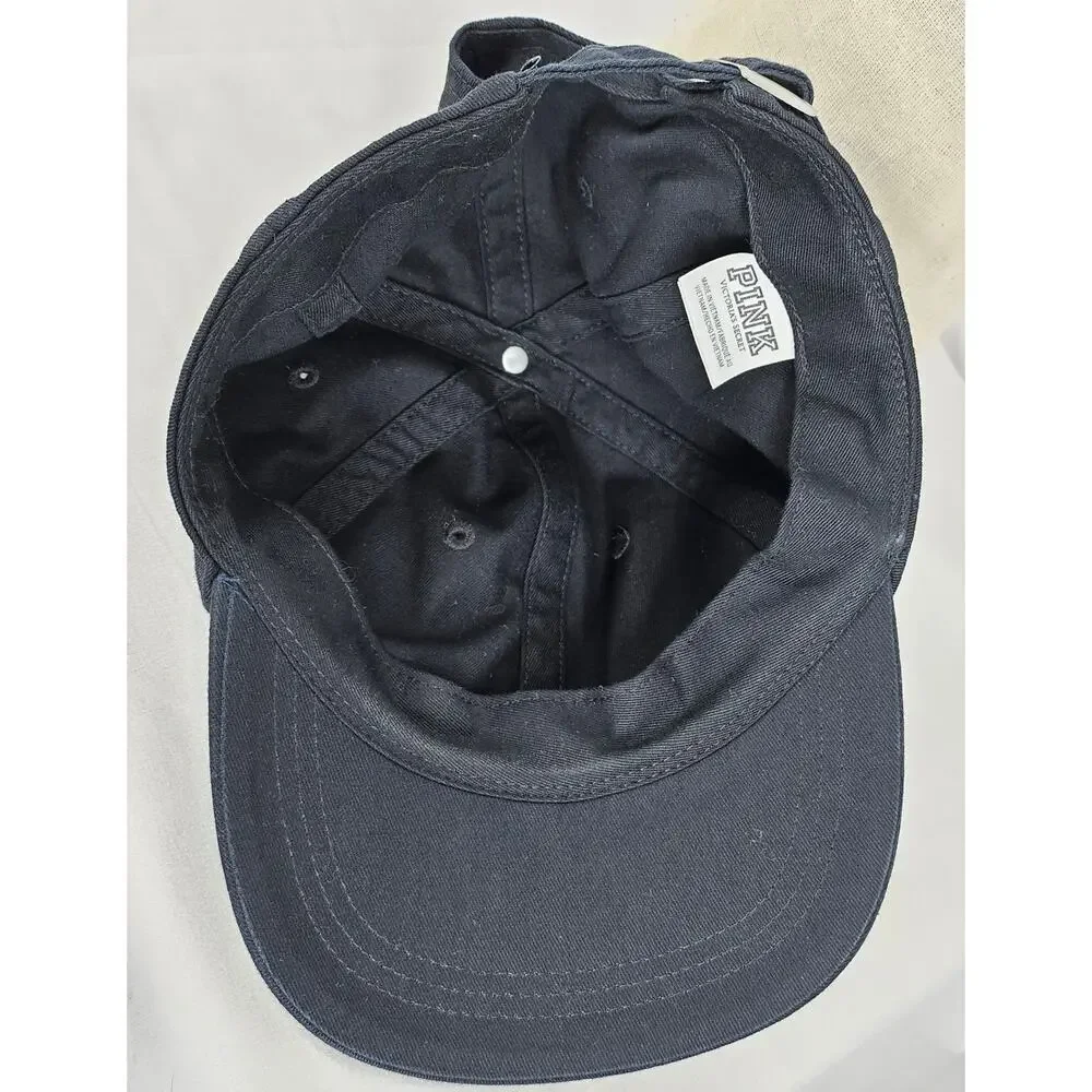 VS PINK BLACK BASEBALL CAP – WHITE EMBROIDERY – ADJUSTABLE STRAP – STREETWEAR